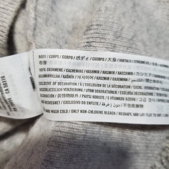 Abercrombie & Fitch Y2K 100% Cashmere Neutral Minimalist V-Neck Sweater - Large - Picture 8 of 8